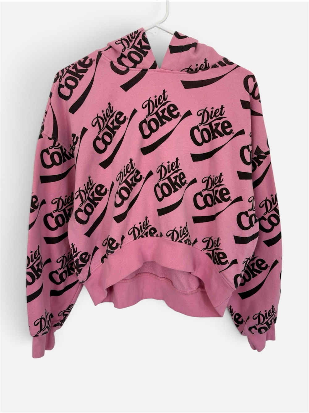 Pink Coca-Cola Diet Coke Oversized Cropped Logo Women’s Medium Hoodie Sweater
